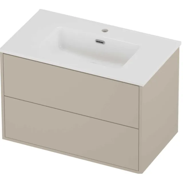 Proline Tribute Badmeubelset Porselein Elegant In Kader 80x46x54 cm Glans Wit Soft Linen Beige