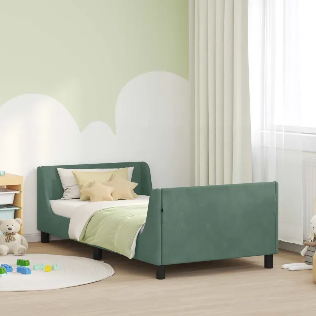 vidaXL Bedframe voor kinderen met hoofdbord Zeegroen 80 x 200 cm
