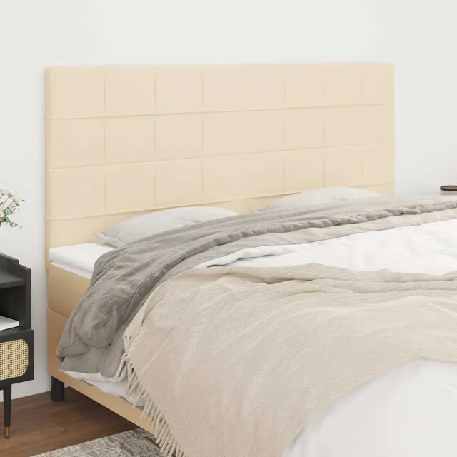 vidaXL Hoofdbord crème 200x5x118/128 cm stof