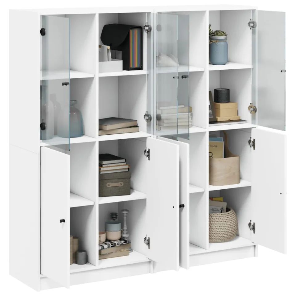vidaXL Boekenkast met deuren 136x37x142 cm bewerkt hout wit