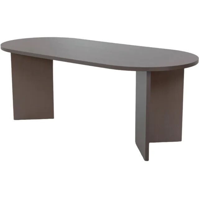 Lizzely Garden & Living Eettafel Japandi ovaal 220cm walnoot melamine Nancy Japanse eetkamertafel