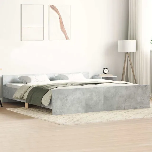vidaXL Bedframe met hoofd- en voeteneinde betongrijs 180x200 cm
