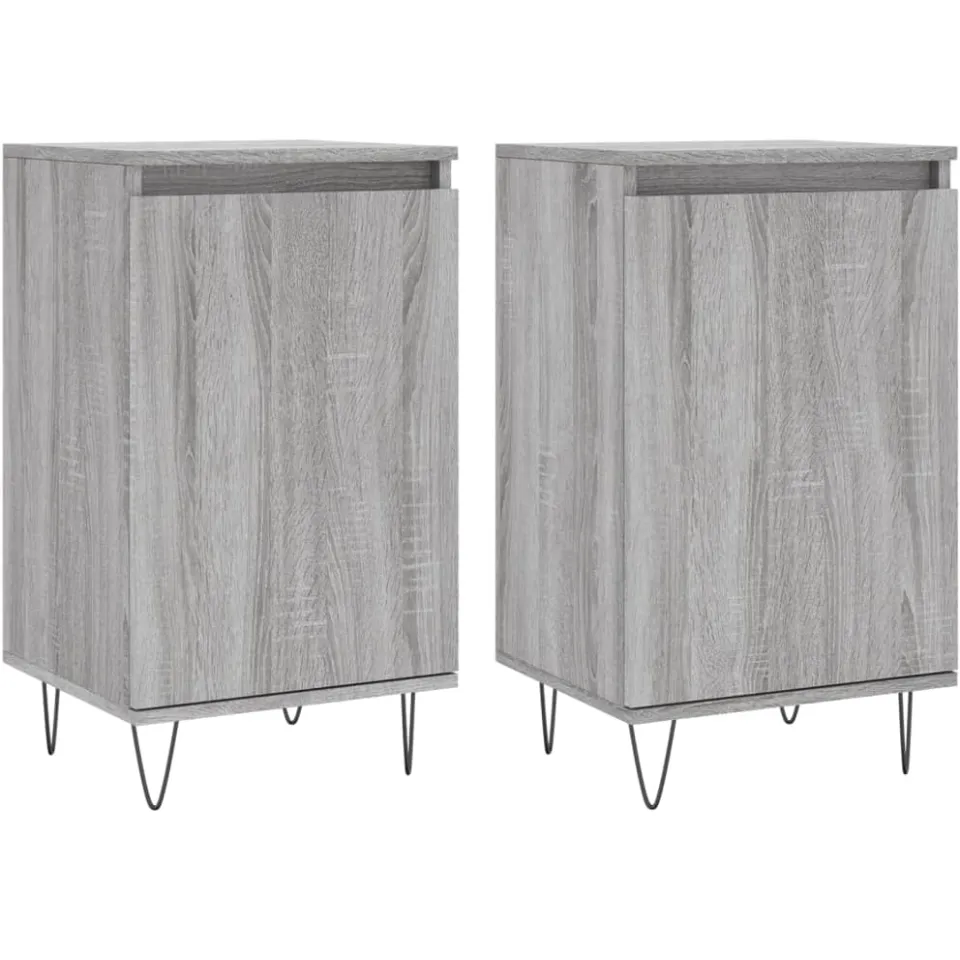 vidaXL Dressoirs 2 st 40x35x70 cm bewerkt hout grijs sonoma, foto 3