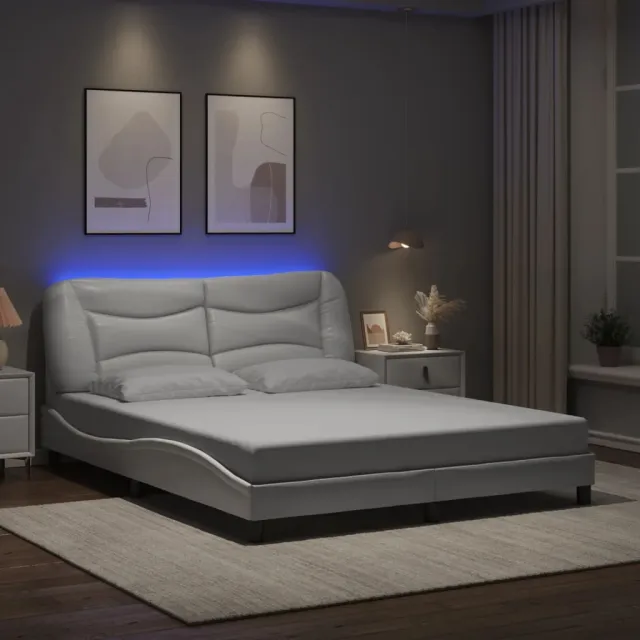 vidaXL Bedframe met LED zonder matras "Hvar" wit 160x200 cm