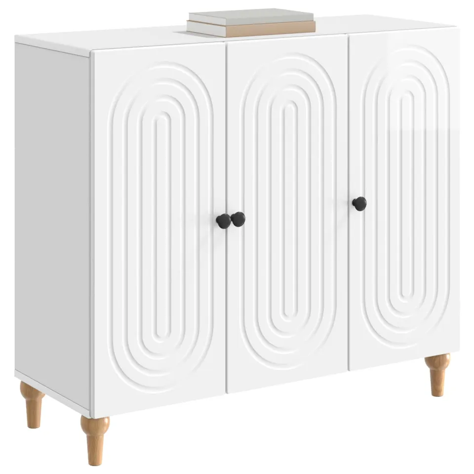 vidaXL Dressoir Hoogglans Wit 89 x 34,5 x 80 cm Bewerkt hout, foto 2