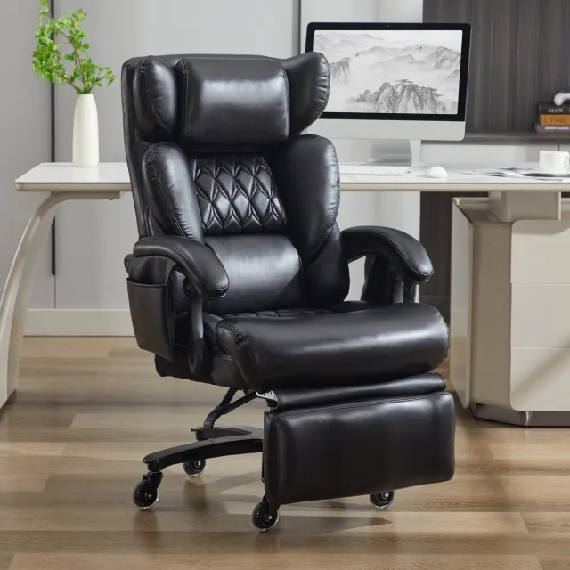 MODENUIT Bureaustoel 88 x 70 x 112,5 cm - Massage- En Verwarmingsfunctie - Voor Kantoor - Kunstleer Zwart