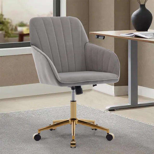 KOMHTOM BLACKCOLORS In hoogte verstelbare bureaustoel met draaivoet voor thuis en de slaapkamer, ergonomische draaistoel met rugleuning, geschikt voor langdurig zitten. Grijs
