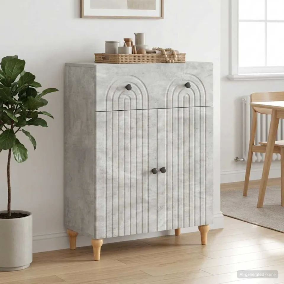 vidaXL Dressoir Betongrijs 66 x 34,5 x 90 cm Bewerkt hout grijs, foto 3