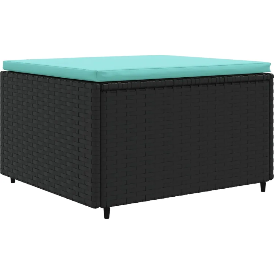 vidaXL 5-delige Loungeset met kussens poly rattan zwart, foto 4