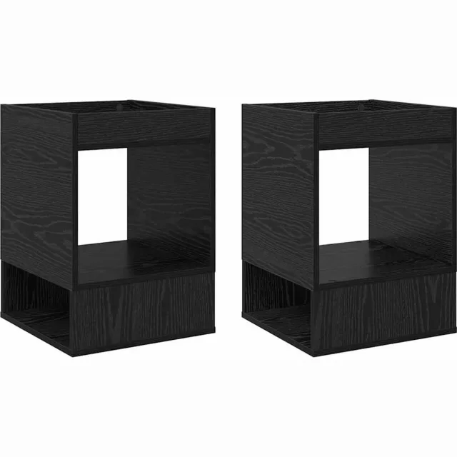 vidaXL Bijzettafel - 2 - st - Zwart - Eiken - 40 - x - 40 - x - 56 - cm - Bewerkt - hout Zwart eiken