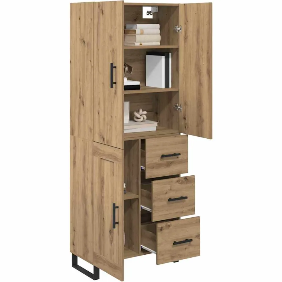 vidaXL Hoge kast 2 st Artisan Eiken 69,5 x 34 x 180 cm Bruin