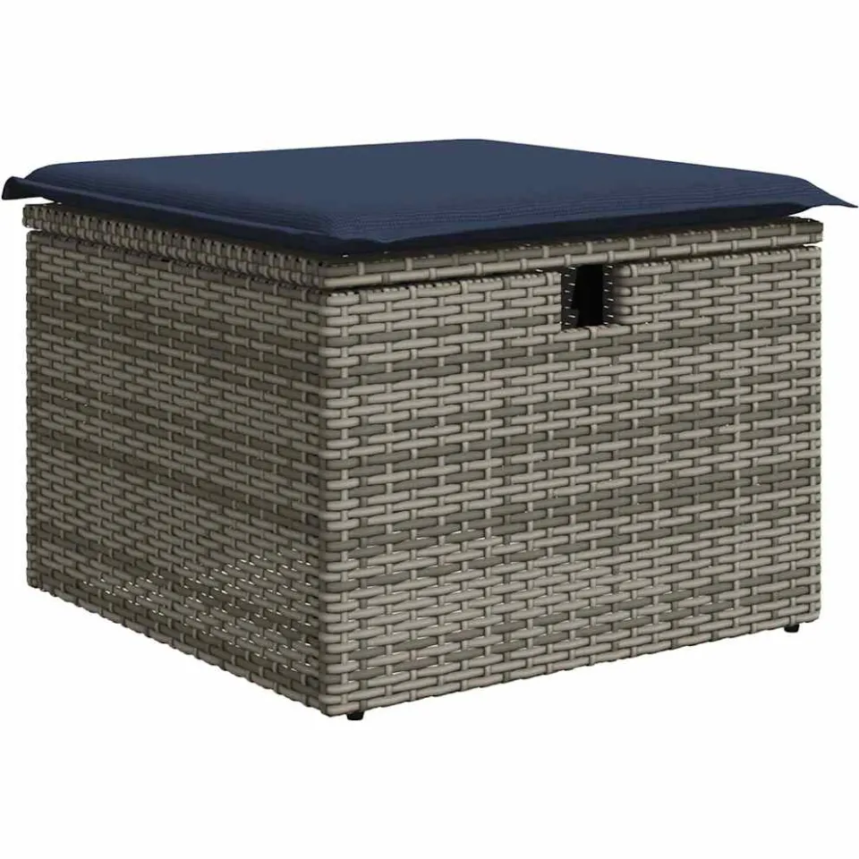 vidaXL 4-delige Loungeset met kussens poly rattan grijs, foto 4