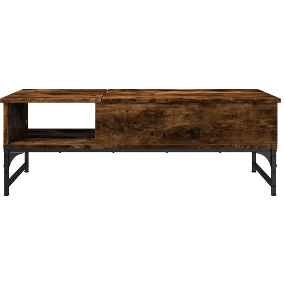 vidaXL Salontafel 100x50x35 cm bewerkt hout en metaal gerookt eiken, foto 4
