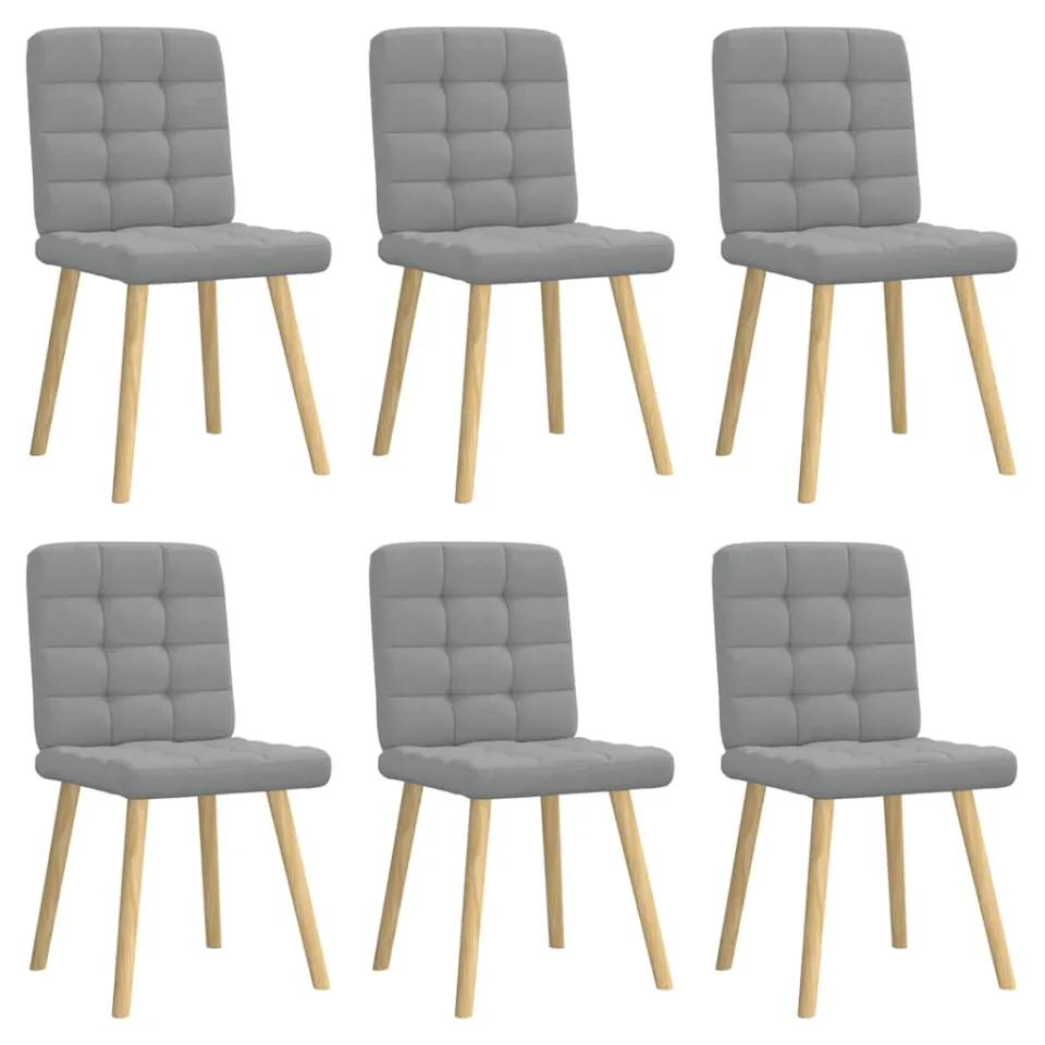 vidaXL Eetkamerstoelen 6 st stof lichtgrijs grijs, foto 3