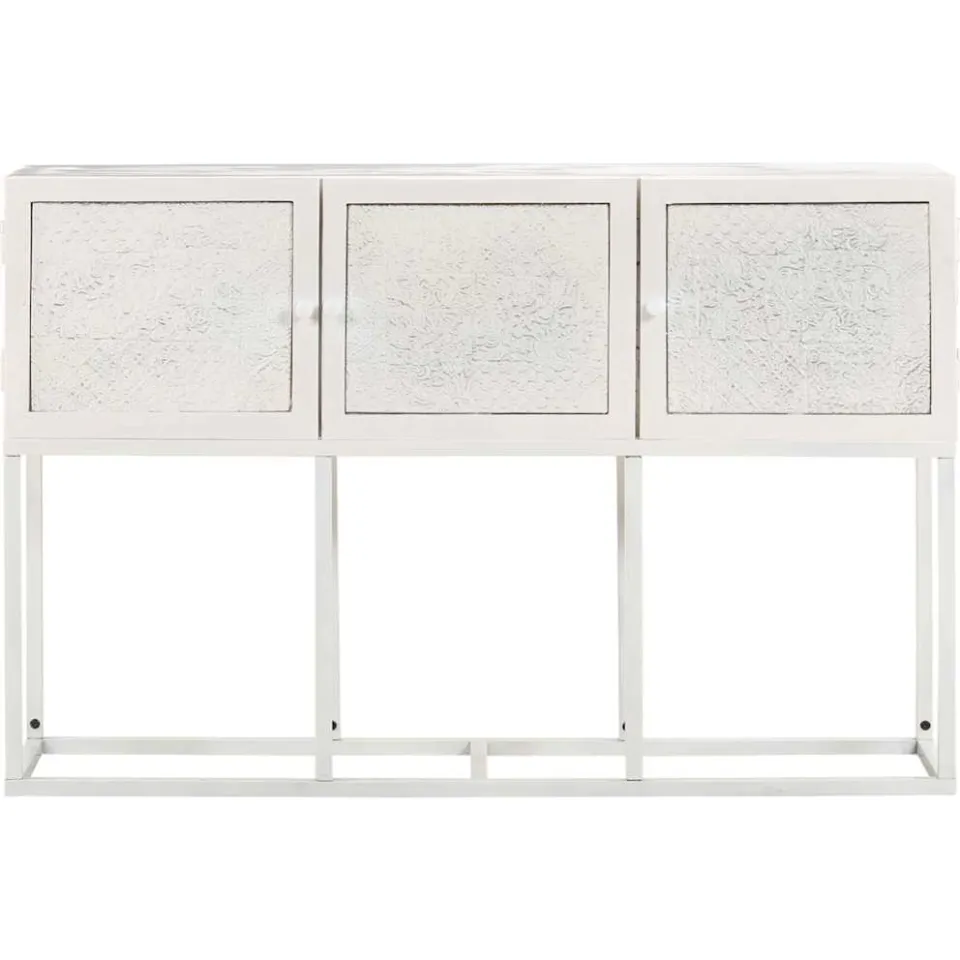 vidaXL Dressoir 115x30x76 cm massief mangohout wit, foto 2