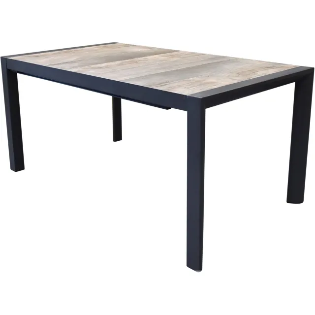 AVH-Collectie Anvaya dining tuintafel 154-214x90 xH74 cm uitschuifbaar aluminium antraciet Antraciet, Bruin / Terre