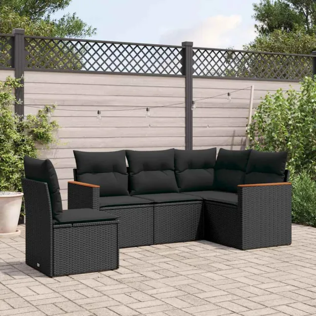 vidaXL Patio Sofa Set 5-zits Black, foto 2