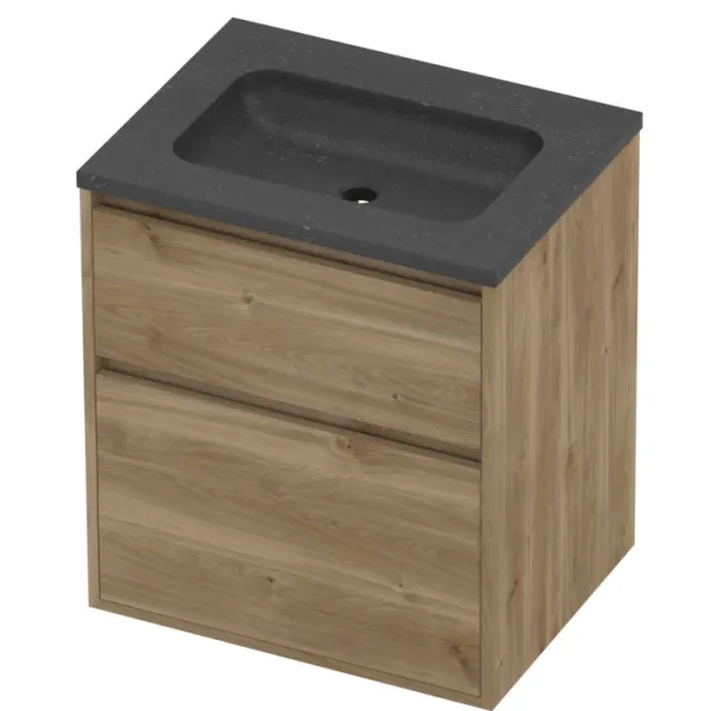 Proline Rollo Badmeubelset Hardsteen Elegant 60x46x67 cm Blue Stone Cider Oak Eiken