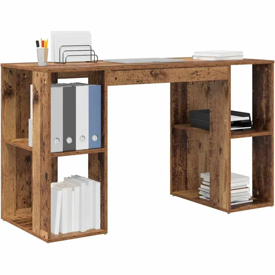 vidaXL Bureau Oud Hout 130 x 50,5 x 75 cm Bewerkt hout Bruin