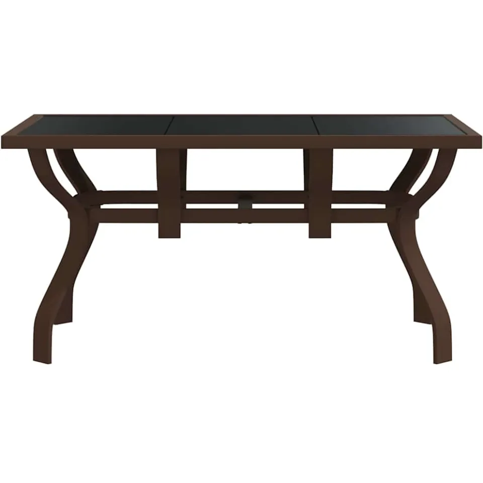 vidaXL Tuintafel 140x70x70 cm staal en glas bruin en zwart