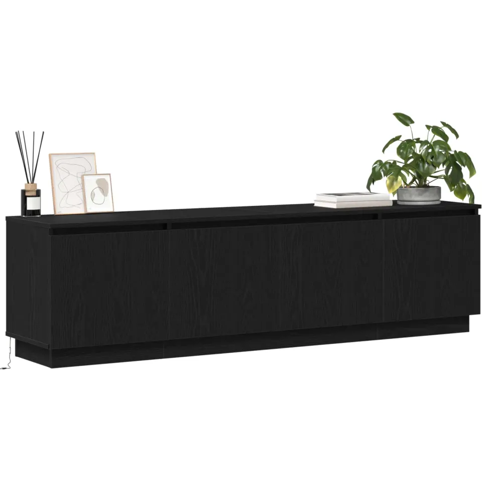 vidaXL TV-kast 180 x 38 x 49 cm Zwart Eiken Bewerkt hout, foto 3