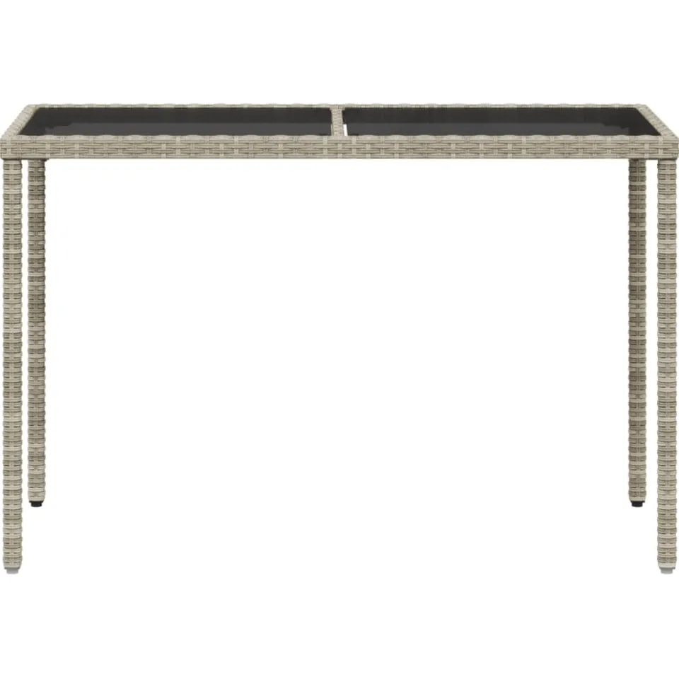 vidaXL Tuintafel met glazen blad 115x54x74 cm poly rattan lichtgrijs grijs, foto 4