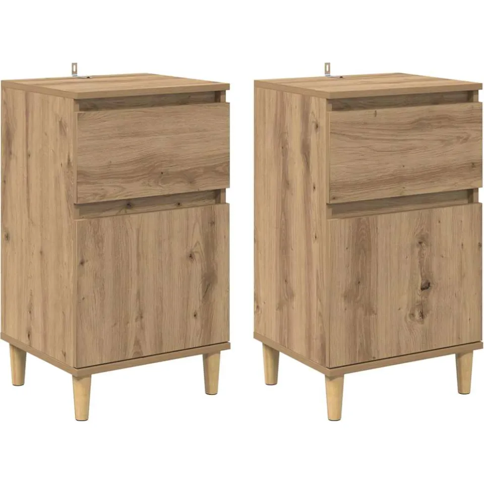 vidaXL Nachtkastje 2 st Artisan Eiken 40 x 35 x 70 cm Bewerkt hout, foto 3