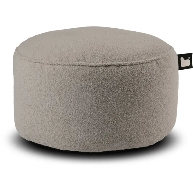 Extreme Lounging b-poufe teddy - poef rond - voor binnen - zacht & comfortabel - 60x40cm - soft grijs