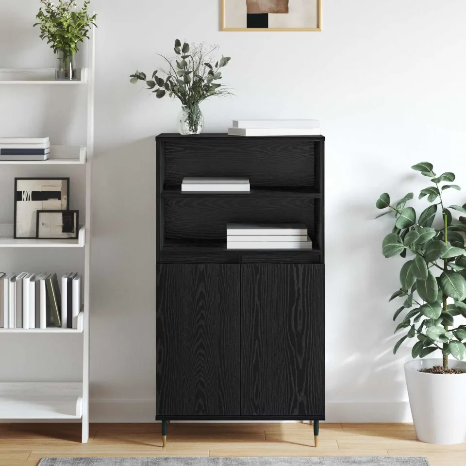 vidaXL Highboard Zwart 60 x 36 x 110 cm Bewerkt hout, foto 4