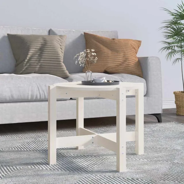 vidaXL Salontafel Ø62,5x45 cm massief grenenhout wit, foto 2
