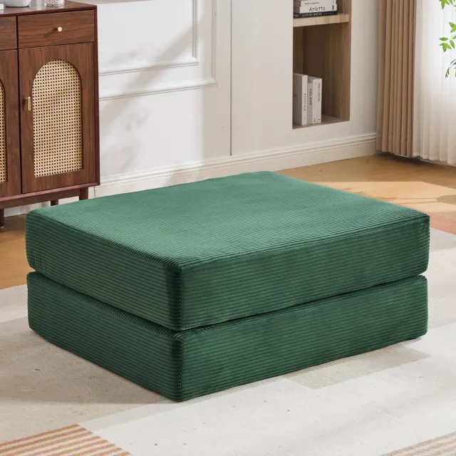 MODENUIT Voetenbankje – Uitklapbaar Ontwerp – 109 x 95 x 43 cm – Stof – Smaragd – Voor Binnen Emerald groen