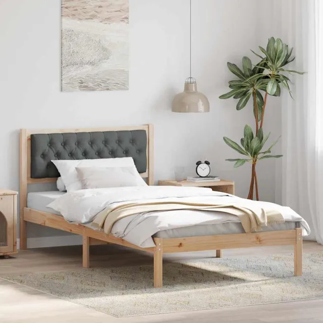 vidaXL Bedframe Donkergrijs 100 x 200 cm Massief grenenhout Bruin