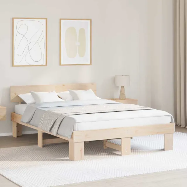 vidaXL Bedframe met hoofdeinde Naturel 160 x 200 cm Massief grenenhout