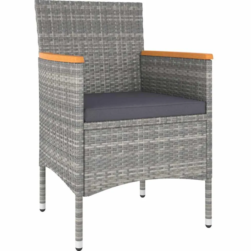 vidaXL 5-delige Bistroset poly rattan en massief acaciahout grijs