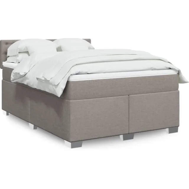 vidaXL Boxspring met matras stof taupe 140x190 cm