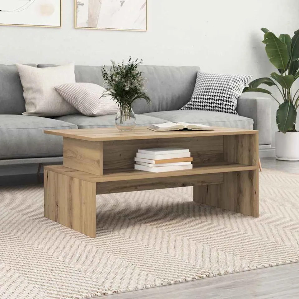 vidaXL Salontafel Artisan Eiken 90 x 55 x 42,5 cm Bewerkt hout, foto 3