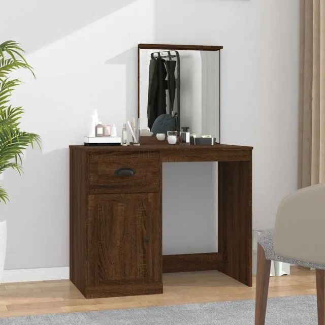 vidaXL Kaptafel met spiegel 90x50x132,5 cm bewerkt hout bruineiken, foto 2