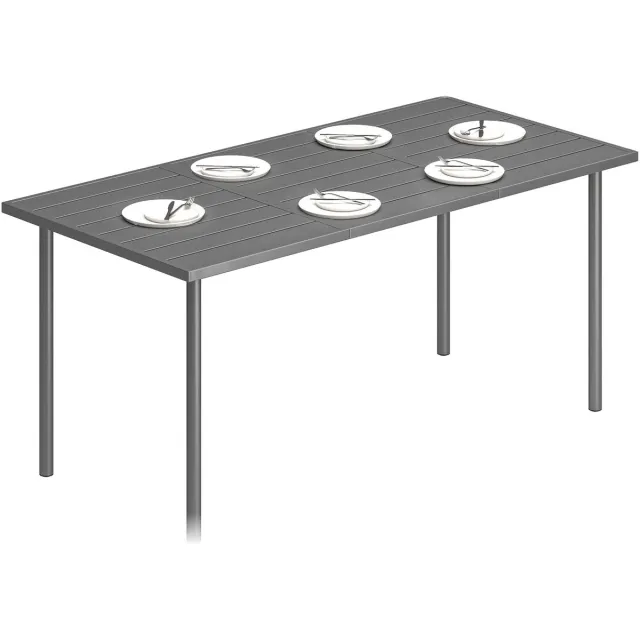 Outsunny tuintafel - Staal - 165 x 80 x 74 cm - Donkergrijs