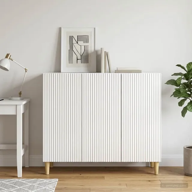 vidaXL Dressoir Hoogglans Wit 89 x 34,5 x 80 cm Bewerkt hout