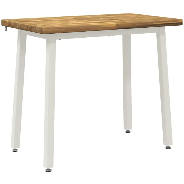 vidaXL Vierkante - Eettafel - 90 - x - 55 - x - 75 - cm - Massief - Acacia - Hout Whitewash en wit