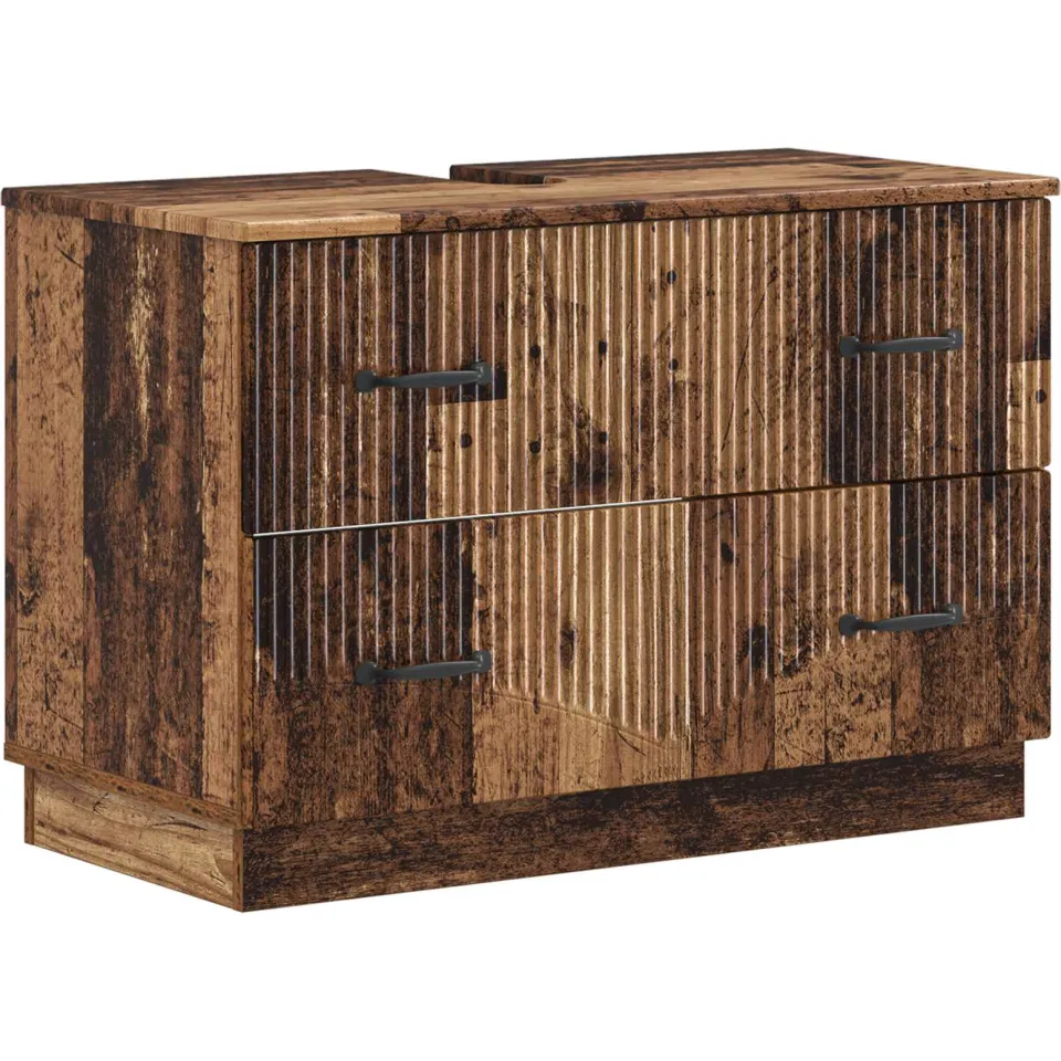 vidaXL Badkamer wastafelkast HOORN Oud hout 82 x 41 x 56 cm bruin, foto 3