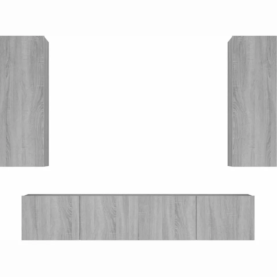 vidaXL 4-delige Tv-meubelset bewerkt hout grijs sonoma eikenkleurig