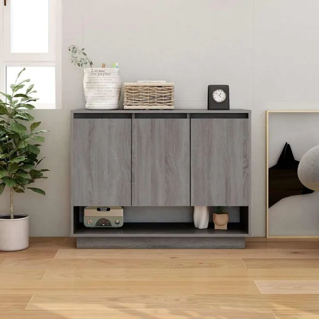 vidaXL Dressoir 97x31x75 cm bewerkt hout grijs sonoma eikenkleurig, foto 2