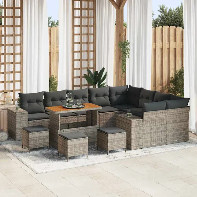 vidaXL Tuin Sofa Set 13 st Grijs poly rattan, foto 2