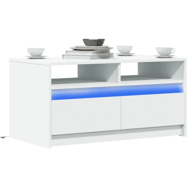 vidaXL Salontafel met LED-verlichting bewerkt hout wit