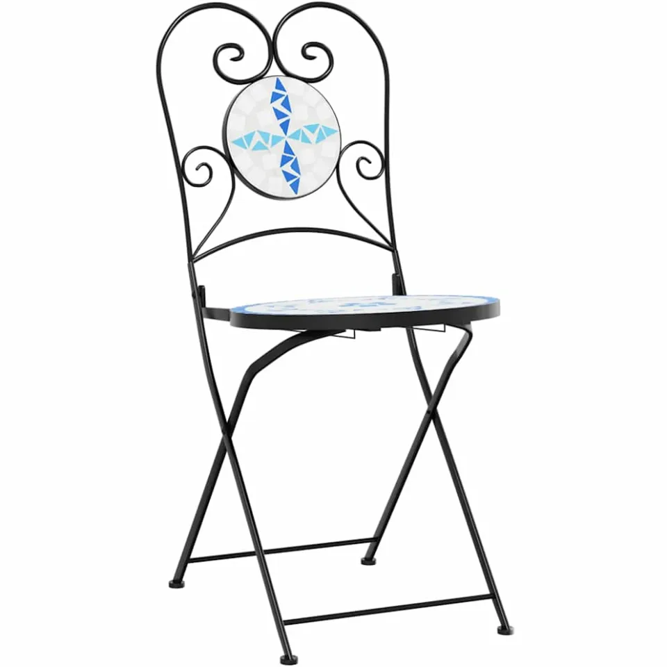 vidaXL Bistroset mozaïek ijzer en keramiek blauw en wit, foto 4