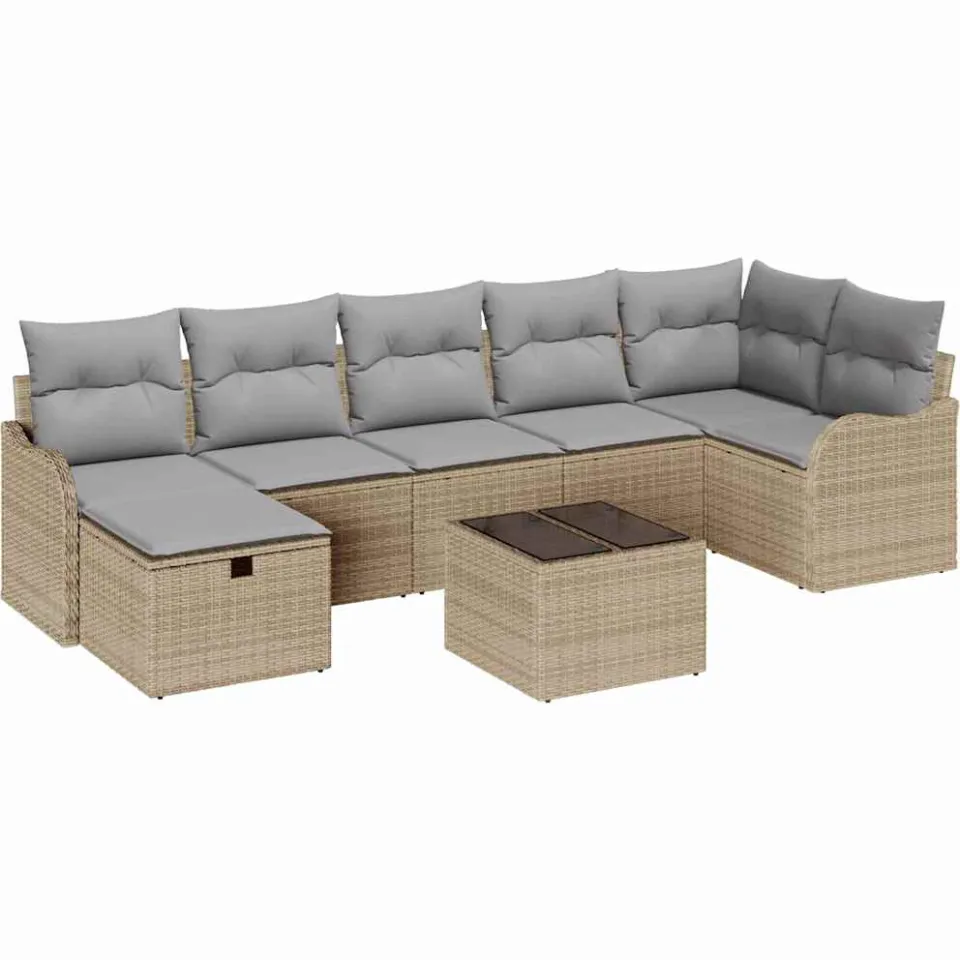 vidaXL Tuin Sofa Set 8 st Poly riet zwart