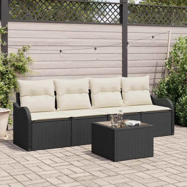 vidaXL Tuin Sofa Set Zwart poly rattan, foto 2