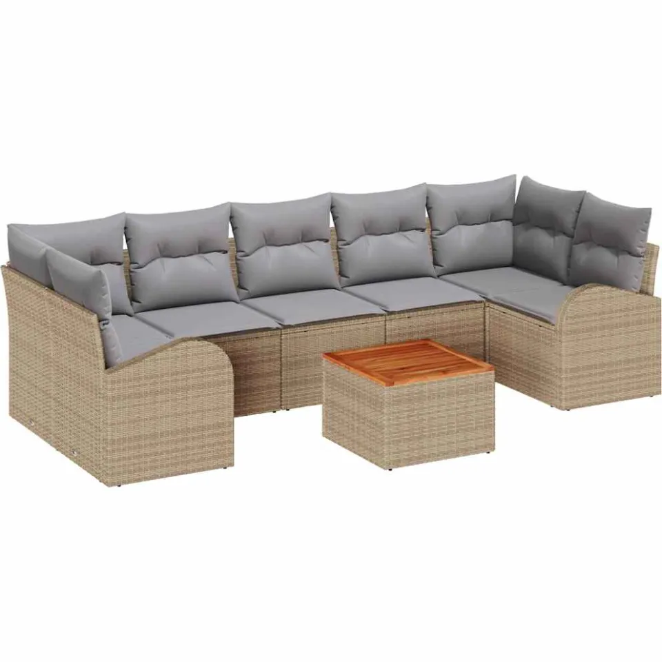 vidaXL Tuinbankenset 8 st Beige poly rattan
