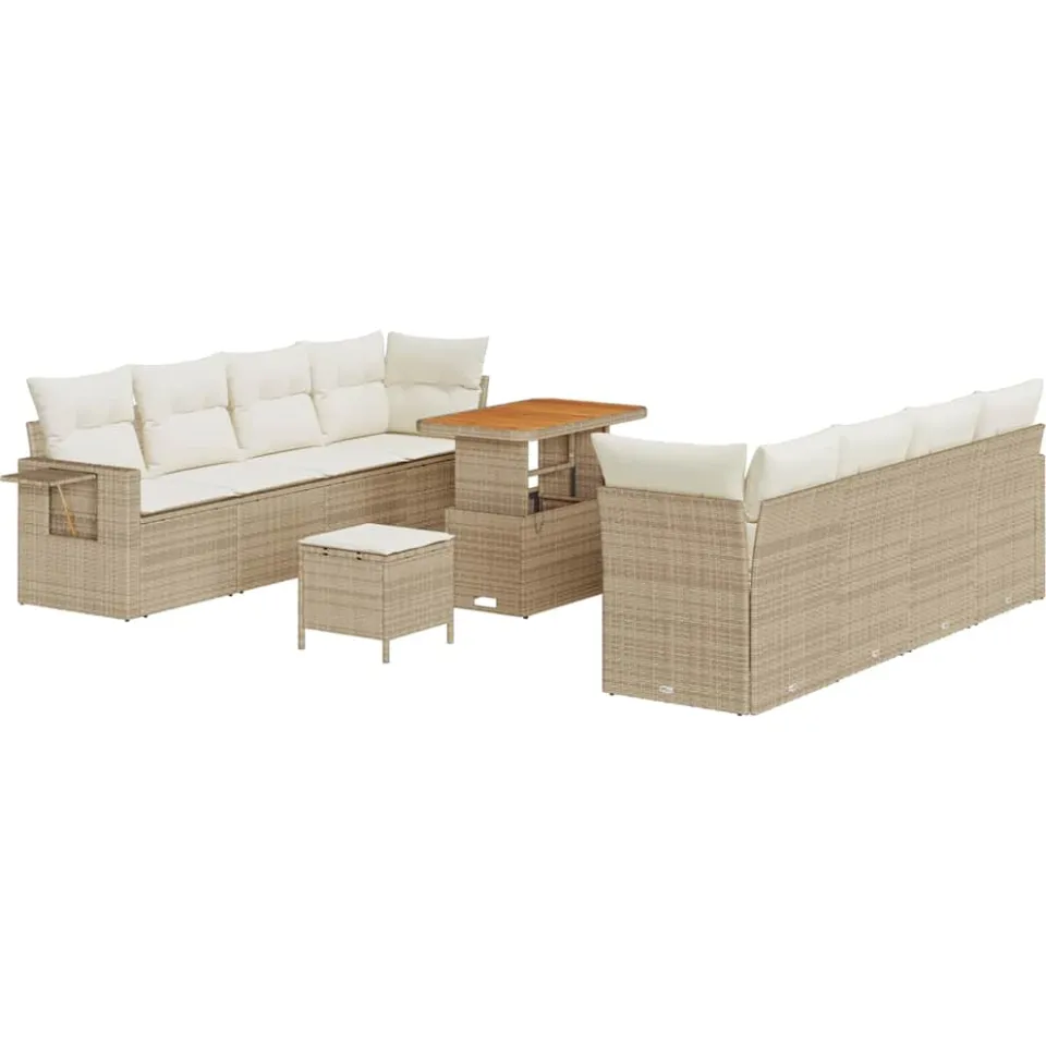vidaXL Tuin Sofa Set 11 st Beige Poly riet, foto 4